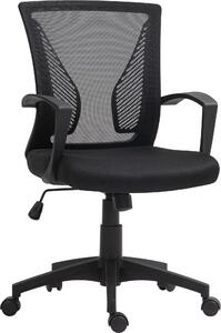 Sedia da ufficio Fortuna Lai con funzione di inclinazione, sedia da scrivania regolabile in altezza, sedia girevole con portata fino a 120 kg, per ufficio, studio, nera