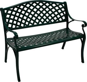 Panchina da giardino DEGAMO Panchina da parco OXFORD a 2 posti, alluminio pressofuso verde scuro, resistente alle intemperie