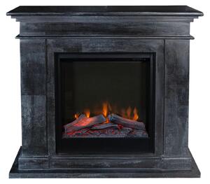 Camino elettrico Kos - Potenza di riscaldamento: 1500 Watt - Pietra naturale antracite nera - Camino decorativo