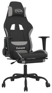 Sedia da gaming vidaXL con poggiapiedi, tessuto nero e grigio chiaro