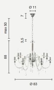 Lampadario sospeso in cristallo ambra dido 12 luci lp.dido-12-amb