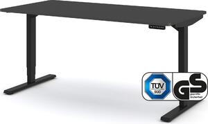 Scrivania ASSMANN regolabile elettricamente in altezza Y-Line Curved nero antracite, 160x80cm, funzione memoria, motorizzazione a 2 ripiani