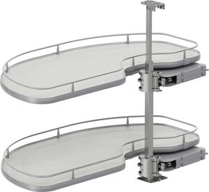 Mobiletto angolare a carosello Vauth-Sagel Cornerstone Maxx Set Planero - mobile da cucina estraibile - moderno organizzatore per mobile angolare, KB 1000mm FB 600mm sinistra, acciaio/legno argento/grigio chiaro