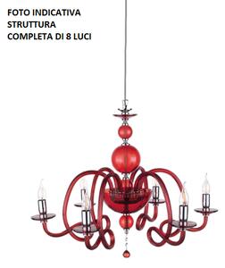 Lampadario vivaldi in vetro lavorato a mano, dettagli in cristallo 