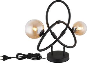 Lampada da tavolo a LED, 2 luci, vetro ambra, nero, H 38,5 cm