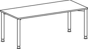 Scrivania regolabile in altezza, 1800x800x680-800, grigio chiaro/argento