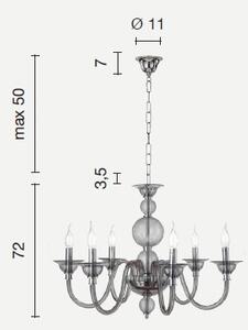 Lampadario sospeso tebe in vetro lavorato a mano con finiture in me