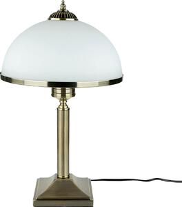 Lampada da tavolo paralume in vetro 50 cm in ottone bianco antico Art Nouveau 2x E14 lampada da tavolo