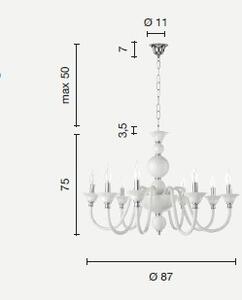 Lampadario sospeso tebe in vetro lavorato a mano con finiture in me