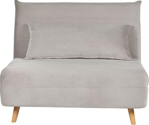 BELIANI Divano piccolo imbottitura in velluto grigio chiaro gambe in legno 1 posto senza schienale con cuscino design moderno scandinavo