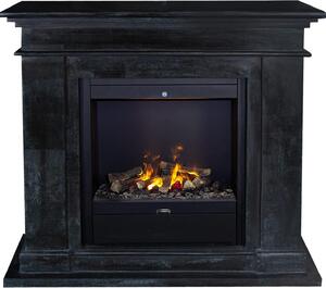 Caminetto a vapore acqueo Xaralyn - Kos EAL-SWP - pietra naturale nera - riscaldatore da 1500 watt - con telecomando - caminetto elettrico Opti-Myst - caminetto da incasso incluso - caminetto decorativo