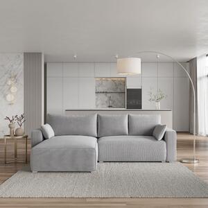 Divano angolare Masseno FORIL P con funzione letto a L, divano con box letto, divano da salotto, divano, divano, divano letto, set di divani - grigio chiaro, POSO 55