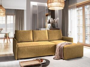 Divano angolare Masseno PERUSI con funzione letto a L, divano con box letto, divano da salotto, divano, divano, divano letto, set di divani - giallo, POSO 01