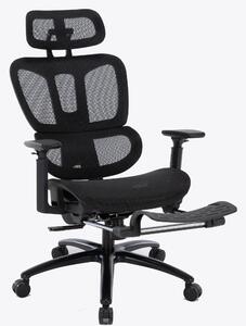 Sedia da ufficio dal design moderno con rivestimento in mesh e poggiapiedi, sedia girevole ergonomica con supporto per il collo e la zona lombare, sedia da gaming con schienale in rete traspirante e funzione reclinabile, colore: nero