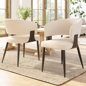 Sweiko Flanella di alta qualità (2 pezzi) Sedia da pranzo Sedia da trucco Tavolino da toilette Sedia ergonomica Sedia leggera Schienale curvo, beige/grigio
