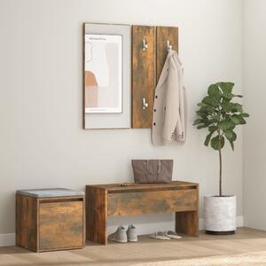 Set di mobili da corridoio The Living Store in legno rovere fumé