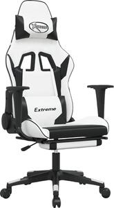 VidaXL Sedia da gioco con poggiapiedi in ecopelle bianca e nera