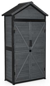 M MCombo Armadietto da giardino, casetta da giardino in legno con struttura in metallo, resistente alle intemperie, ripostiglio da esterno, per giardino e terrazza, 2736 (grigio)