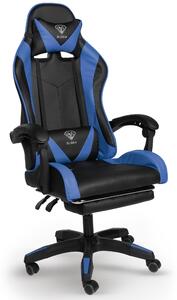Poltrona direzionale, sedia per l'ufficio, sedia da ufficio in stile racing, sedile sportivo, colore: nero / blu