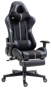 Sedia da gioco Delman ergonomica con massaggio USB con poggiapiedi, sedia da ufficio con cuscino per la testa e supporto lombare, 30GY