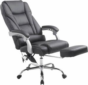 Sedia da ufficio con massaggio - Sedia ergonomica, relax, costruzione in pelle di alta qualità | Colore: Nero