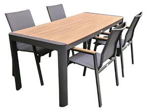 Mobili da giardino alluminio / WPC 5-PLG. Set da pranzo antracite/marrone per mobili da giardino Tavolo 180 cm + 4 sedie