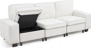 Divano lounge - Divano letto modulare e divano letto - Vano contenitore nella parte inferiore - Tasche laterali - Robusto telaio in metallo - Salvaspazio per soggiorno e camera da letto - Bianco