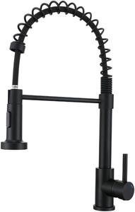 Rubinetto da cucina VBChome nero con bocca estraibile, molla decorativa e selettore del getto – Rubinetto professionale per lavelli da cucina, ruotabile a 360°