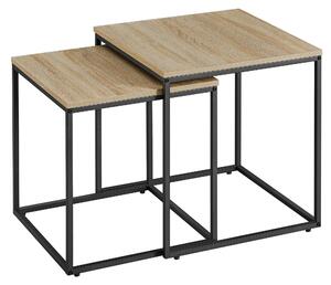 Tavolino Da Salotto - Leobert - Rovere Sonoma/Gambe Nere - 50 X 50 X 50,5 Cm - Set Da 2