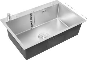 Lavello da cucina, acciaio inox, design moderno, argento