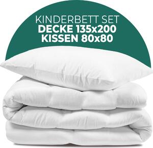 KNERST® Set di piumini per bambini con cuscino - Set di piumini per bambini per sogni accoglienti e morbidi - Dimensioni: piumino 135x200 cm / cuscino 80x80 cm