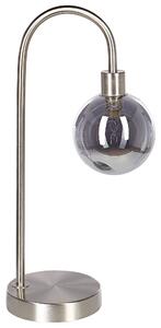 BELIANI Lampada da tavolo acciaio argento e paralume in vetro lampada da notte rotonda lampada da tavolo design moderno e glamour