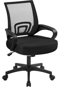 Sedia da ufficio 591679, sedia da ufficio, sedia ergonomica girevole, rete, nero, 60,5 x 60 x (87-97) cm