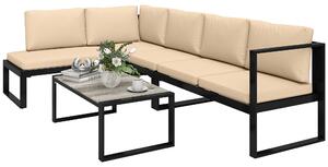 Set da giardino Outsunny composto da 2 divanetti a due posti, una sedia senza braccioli e un tavolino