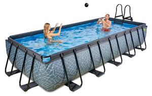Piscina fuori terra EXIT Stone 540x250x100 cm, con sistema di filtraggio a sabbia, rettangolare, grigia