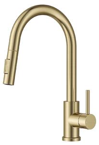 Rubinetto da cucina miscelatore - Doccetta estraibile - Acciaio inossidabile - Oro spazzolato - 360° girevole