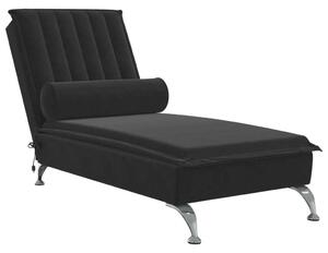 Chaise longue da massaggio con bolster in velluto nero
