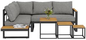 Set da giardino Outsunny, composto da 5 pezzi: divano angolare, divano a due posti, divano e tavolino