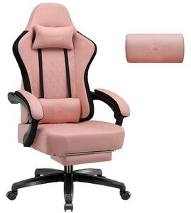GTPLAYER sedia da gioco in tessuto, poltrona da gioco con cuscino a molle insacchettate, sedia girevole ergonomica, sedia da gioco con poggiapiedi, portata 150 kg, arancione