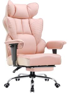 COMHOMA sedia da gioco, sedia da ufficio ergonomica, sedia da scrivania con braccioli regolabili, supporto lombare a molla 150 kg, rosa