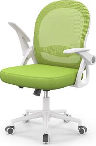 Sedia da ufficio Ergonomica - Sedia da scrivania con rivestimento in rete traspirante - Braccioli ribaltabili - Regolabile in altezza - Sedia girevole a 360° - Verde