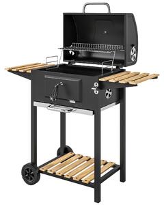 Griglia per carbone in acciaio inossidabile Outsunny, mobile, con carrello, coperchio e termometro