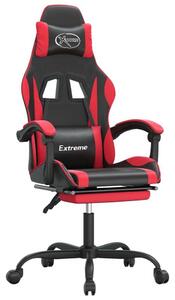 Sedia da Gaming con Poggiapiedi Nero e Rosso in Pelle finta