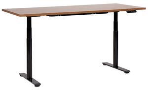 BELIANI Scrivania regolabile in altezza piano marrone scuro struttura in acciaio nero 180 x 80 cm regolazione elettrica in altezza ufficio moderno