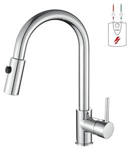 Rubinetto da cucina estraibile per sistemi a bassa pressione, con rotazione a 360°