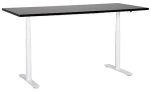BELIANI Scrivania regolabile in altezza piano nero struttura in acciaio bianco 180 x 80 cm regolazione elettrica in altezza ufficio moderno