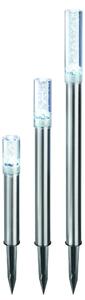 Bastoncini solari LED Trio Sticks, set di 3, bolle d'aria, batteria ricaricabile, spina da giardino, luce esterna, luce per sentieri, luce da giardino, luce per pali, bianco freddo, acciaio inossidabile, metallo, IP44, esterno, esterno, 102600