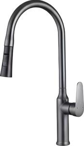 Avizar, rubinetto da cucina estraibile con soffione flessibile, nero/argento