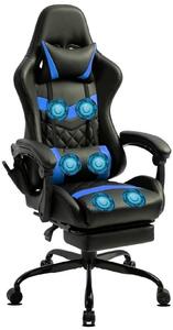Delman sedia da gaming ed ergonomica da ufficio con massaggio a 6 punti, poggiapiedi, design confortevole e base in metallo 37BU