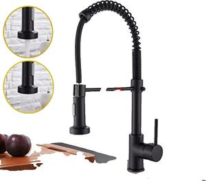 Miscelatore da cucina a bassa pressione, acciaio inox, funzione girevole a 360 gradi, nero DY B